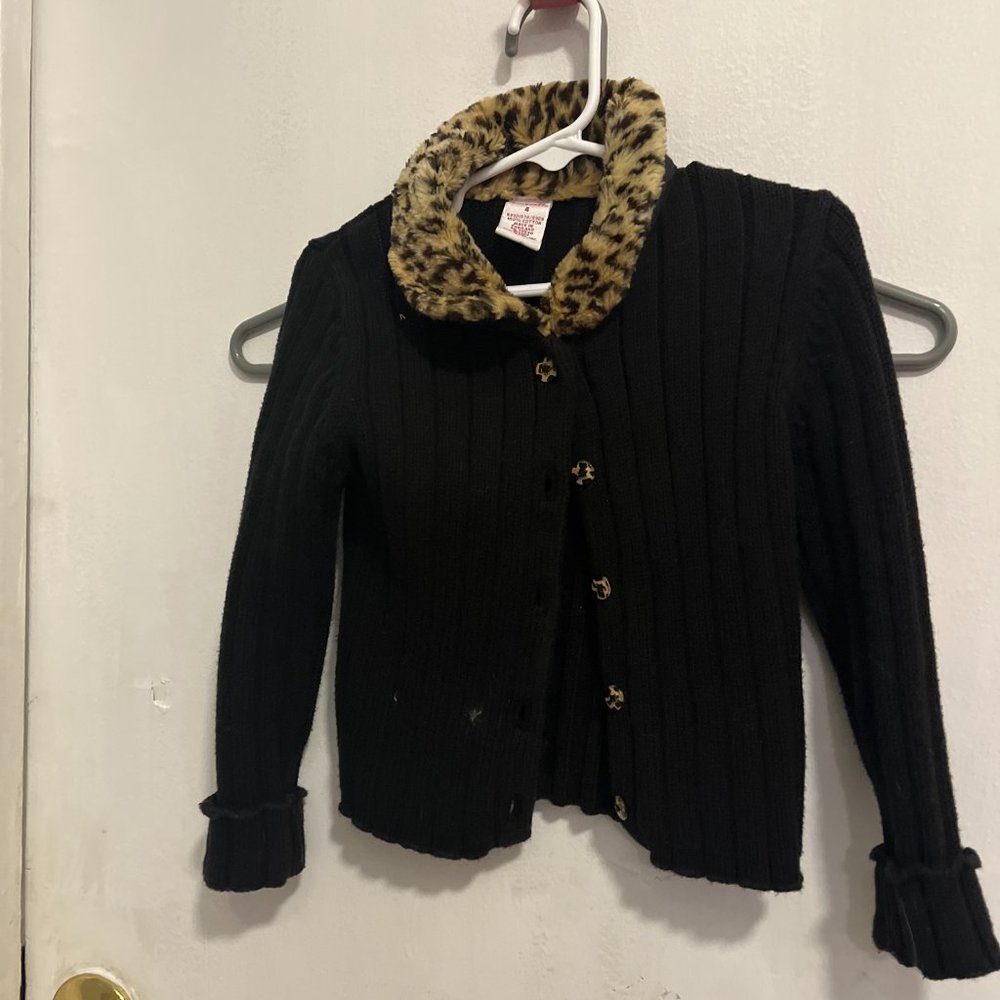 Girl's size 4 Leopard and Black Knit Sweater by Gymboree